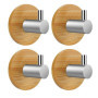 Lot de 4 crochets muraux autocollants en acier inoxydable et bambou - Sans perçage - Antirouille - Imperméables - Pour salle de 