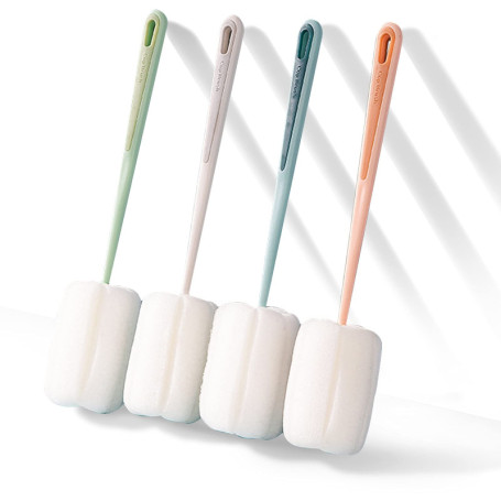 easyBee Brosses de Éponge [Lot of 4], Brosse à Bouteille d'eau avec Manche, Brosses de Nettoyage Rotatives pour Bouteilles à Col