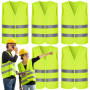 Gowkeey Lot de 5 gilets de sécurité pour voiture - Jaune fluo - Réfléchissant - Haute visibilité - Pour automobilistes, conducte