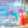 CHIHOLEN Lot de 50 pailles à cocktail, en papier, décoratives, motif flamant rose 3D, biodégradables, pour boissons froides, déc