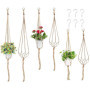 Swpeet Lot de 6 Pots de Fleurs en macramé de 3 Tailles pour Plantes Grasses, Cactus, Herbes aromatiques