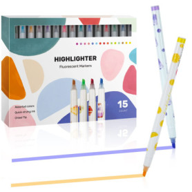 EooUooIP Surligneurs, 15 Couleurs Surligneur Pastels, Stylos marqueurs à pointe biseautée pour Note de Journal, Étudiants, Enfan