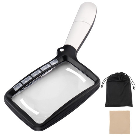 Foydream Foydream 3X Loupe Grossissante Pliante, Loupe de Lecture avec 5 Lumières à LED, 2 Modes de Gradation pour Les Seniors, 