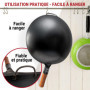 YOSUKATA Woks Et Poêles à Frire 36 cm - Wok à Fond Rond Pré-assaisonné - Wok Acier Carbone Noir - Compatible Avec Les Cuisinière