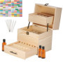 RoseFlower Boîte Huile Essentielle Aromathérapie Boîte de Stockage, 59 Trous imperméable Aromathérapie Boîte de Rangement en Boi