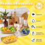 Huucozn 50 Pièces Barquettes en Carton Kraft avec 50 Fourchette Plateaux Alimentaires Jetables en Carton Kraft Barquette Frite B