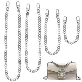 THATSRAD 4 PCS Chaine Sac a Main Argent 30cm 60cm 100cm 120cm Chaine Argent Sac a Main Bandouliere Chaîne de Sac à Main avec Bou