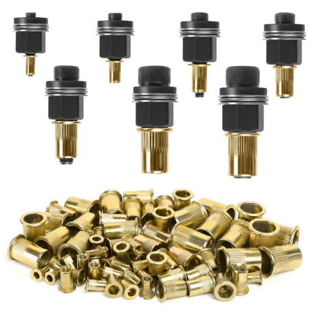 7 Pièces Écrous à Tête de Rivet à Main, Riveteuse Manuelle pour Ecrou à Sertir, Ensemble de Écrous à Riveter, pour Rivets M3 M4 