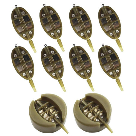 10 Pièces Pêche Méthode Feeder en Ligne, Mangeoire de Pêche en Ligne, pour Pêcher la Carpe 15g 20g 25g 35g