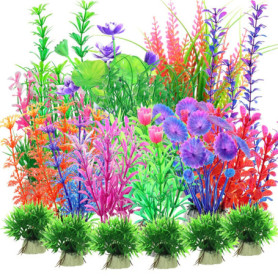 Kingrun 30 Pièces Plantes en Plastique d'aquarium, Plantes Aquatiques artificielles, Plantes d'aquarium Plastique Décoration, Co