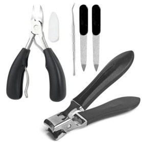 5 Pièces Coupe Ongle Set avec Lime à Ongles, Pince à Peaux Mortes et Cure-ongles pour Ongles Épais,Robuste Coupe-ongles pour Fem