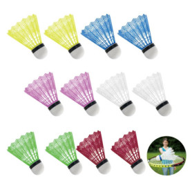 DALAETUS 12 Pièces Volants de Badminton en Nylon Kit, Volants en Plastique, Stabilité et Durabilité, Badminton Coloré pour Sport