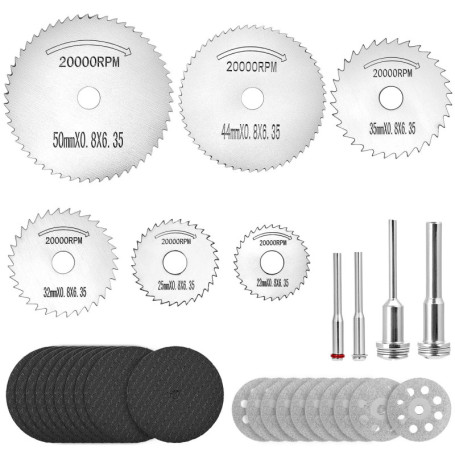 QWORK® 32 Pièces disques de coupe, rotatifs outils accessoires kit avec disques en résine, pour coupes précises dans le métal, l