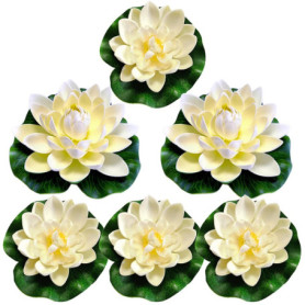Niaciswe Nénuphar Flottant 5 Pièces Nénuphar pour Bassin 10 cm Nénuphar Artificielles Plantes Lotus Artificielle Lotus pour Mari