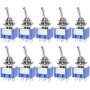 QWORK® MTS-203 Interrupteur à bascule DPDT 3 positions, 6 broches AC 125 V 6 A ON-OFF-ON, 10 pièces