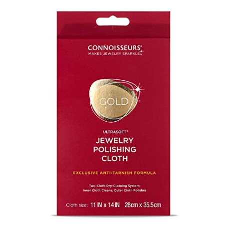 CONNOISSEURS Gold Jewellery Polishing Cloth | Chiffon de Nettoyage pour Bijoux pour Nettoyer Polir Brillance - 100% Fibre de Cot