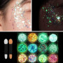 KUIRUNRX® Lumineuse Paillettes Gel,12 Couleurs Maquillage Paillettes Glitter,Holographique Paillettes Set,Paillettes de Corps,Fl