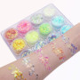 KUIRUNRX® Lumineuse Paillettes Gel,12 Couleurs Maquillage Paillettes Glitter,Holographique Paillettes Set,Paillettes de Corps,Fl