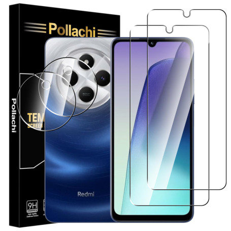 Pollachi[Lot de 2+2 Verre Trempé pour Xiaomi Redmi 14 C/Poco C75,2 X Ecran Trempé Protection + 2 X Caméra Arrière Protecteur,Dur