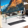 WKWKER Lot de 2 supports de bureau en verre transparent avec hauteur réglable pour écran multimédia d'ordinateur portable TV ord