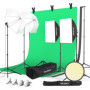 RALENO Kit Photo Studio Set, 2.6 M x 3 M Système de Support de Toile de Fond x 3 Couleurs, Softbox et Parapluie avec LED Ampoule