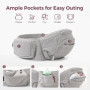 Momcozy Porte-bébé avec coussin de hanche, 2 en 1, réglable et amovible, jusqu'à 20 kg, aide de portage respirant avec soutien l