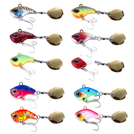 BYZESTY Lot de 10 leurres de pche - Jig Spinner - Spinnerbait - Tte en plomb - Pour truite, perche, brochet, sandre, poisson-cha