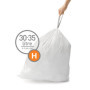 simplehuman Code H Lot de 100 sacs poubelle avec cordon de serrage en paquets distributeurs, 30 à 35 litres, blanc