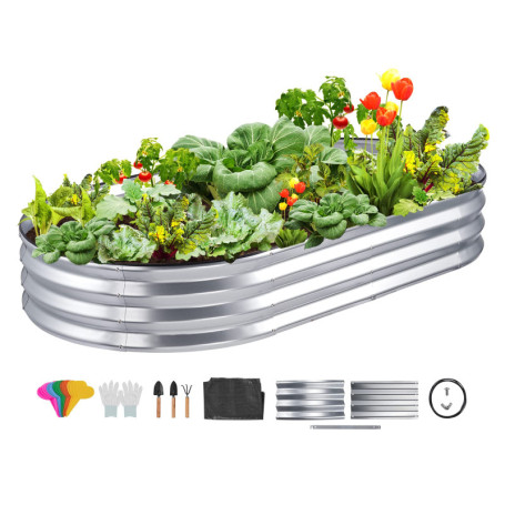 VEVOR Jardinière 182,5x92,5x28 cm Lit de Jardin Surélevé en Métal Galvanisé Bac de Plantation avec Base Ouverte pour Cultiver Fl