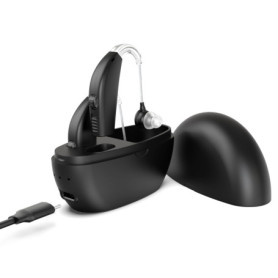 Appareil sonore numérique (paire de 2) d'amélioration personnelle, rechargeable avec une autonomie d'une journée, noir