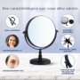 Miroir de Maquillage Grossissant x15 sur Pied pour la Coiffeuse - Rond, Double Face x15 et x1, Convient Parfaitement aux Chambre