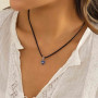 Yheakne Collier Ras Du Cou En Cuir Boho Collier En Cuir Noir Collier En Cuir Bleu Collier Pendentif Oeil Maléfique Oeil Chanceux