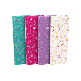 OXFORD Lot de 10 Bloc-Notes Shopping Flowers 7,4x21cm 160 Pages Lignées 6mm Agrafées Couverture Carte Coloris Assortis