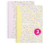 Oxford Floral Pastel, Lot de 2 Cahier A5 Petits Carreaux, 120 Pages Reliure Spirale, Coverture Carte, Couleurs Assortis