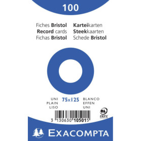 Exacompta - Réf. 10501E - Paquet de 100 fiches bristol unies non perforées - sous film - compatibles avec imprimante jet d'encre