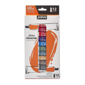 PEBEO – Studio Gouache - Set de Peinture Gouache Haute Qualité pour Artistes Professionnels et Peintres Amateurs – 12 Tubes de c