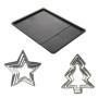 Zenker 9987550 Ensemble plaque à pâtisserie extensible avec 5 emporte-pièces étoiles et 5 emporte-pièces sapins, biscuits de Noë