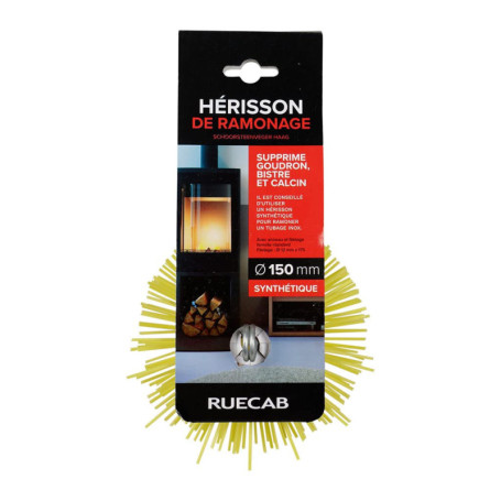 RUECAB - Hérisson de ramonage, brosse ramonage - Avec anneau de filetage femelle standard de M12mm - Poils synthétiques - Convie