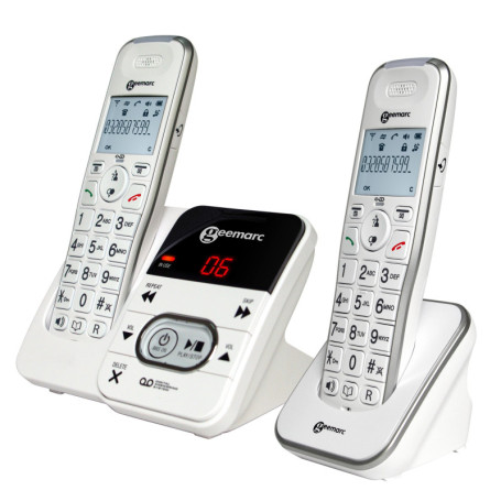 Geemarc Amplidect 295 Duo - Téléphone Amplifié sans Fil et Son Combiné Additionnel avec Répondeur, Sonnerie Puissante et Grosses