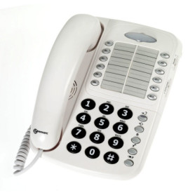 Geemarc CL1100 - Téléphone Fixe Amplifié avec Touches de Numérotation Rapide et Contrôle du Volume pour Séniors - Compatible ave