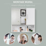 kleankin Armoire Murale Miroir de Salle de Bain avec Portes et étagère réglable - dim. 54L x 15,2l x 55,3H cm Blanc