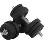 HOMCOM Ensemble d'haltères courtes total 25 kg - dumbbell paires - poids réglable - barres incluses - entraînement musculaire & 