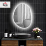 HOMCOM Miroir Salle de Bain 70 x 50 cm, Miroir Mural asymétrique, Miroir Salle de Bain avec éclairage LED - Interrupteur Tactile