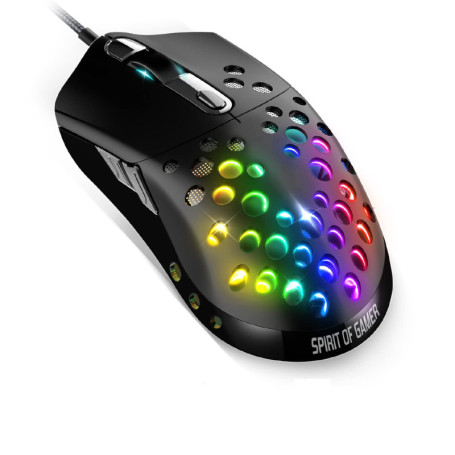 Spirit Of Gamer - ELITE M80 - Souris Gaming RGB ultra-légère - Câble flexible - Capteur optique 4200 DPI - 6 boutons programmabl