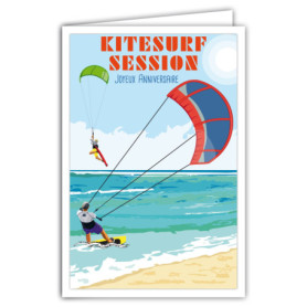 AFIE 69-4363 Carte Joyeux Anniversaire avec Enveloppe - Mini Poster Format 17x11,5cm Style Rétro Vintage - Kitesurf Sport Nautiq
