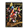 Carte Double Anniversaire - notes de musique avec Dorure - Format 12 x 17,5 cm - Meilleurs Vœux - Enveloppe Blanche - Message Or