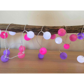 ëlopop Guirlande Lumineuse Intérieure I 30 Boules Multicolores Couleur Rose Blanc et Violet I LED Blanc I Longueur de 3m50 I Déc