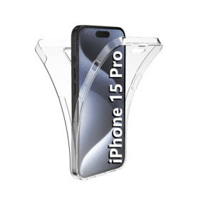 COQTEL® Coque pour iPhone 15 Pro 360° Transparente Protection intégrale en Silicone et TPU Antichoc