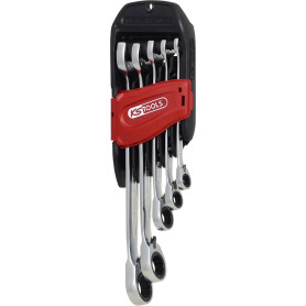 KS Tools - 503.5905 - Clés à cliquet - Jeu de 5 clés mixtes sur double support - Cliquet réversible