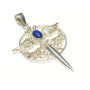Pendentif en argent sterling, avec pierre de lapis et symbole de protection, au motif de l’épée de l’archange Michael, Lapis